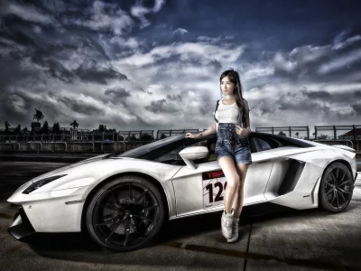 Lamborghini Aventador LP 700-4, Lamborghini Aventador, Lamborghini, Aventador, sports car, суперкар, модель, азиатка