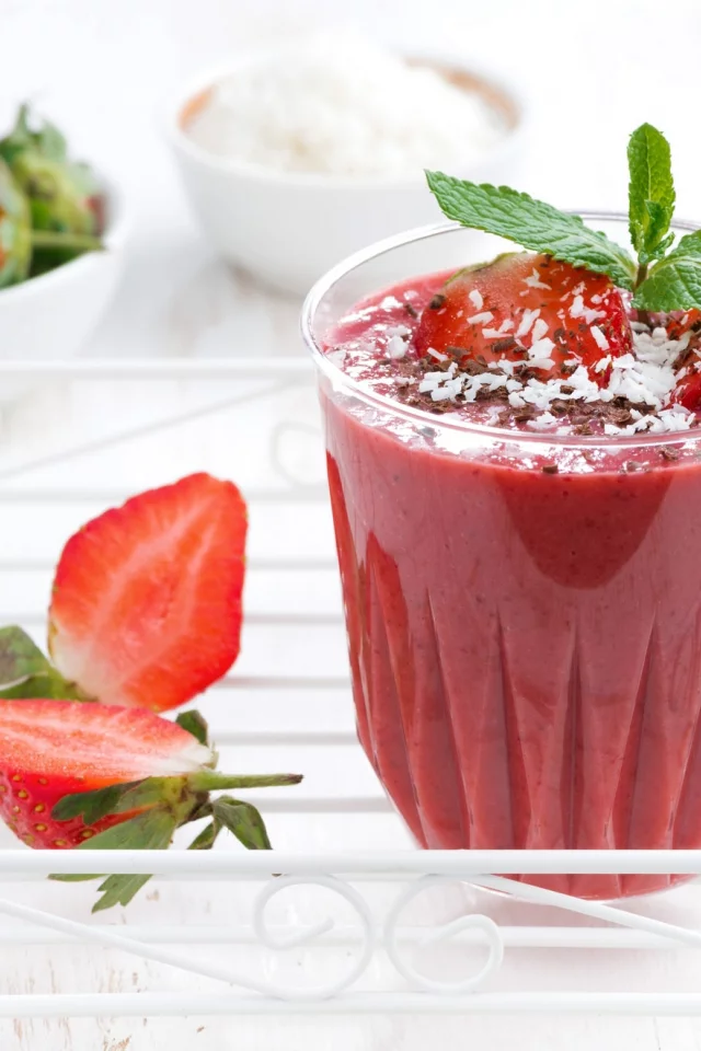 strawberry, cocktail, smoothie, коктейль, напиток, клубника