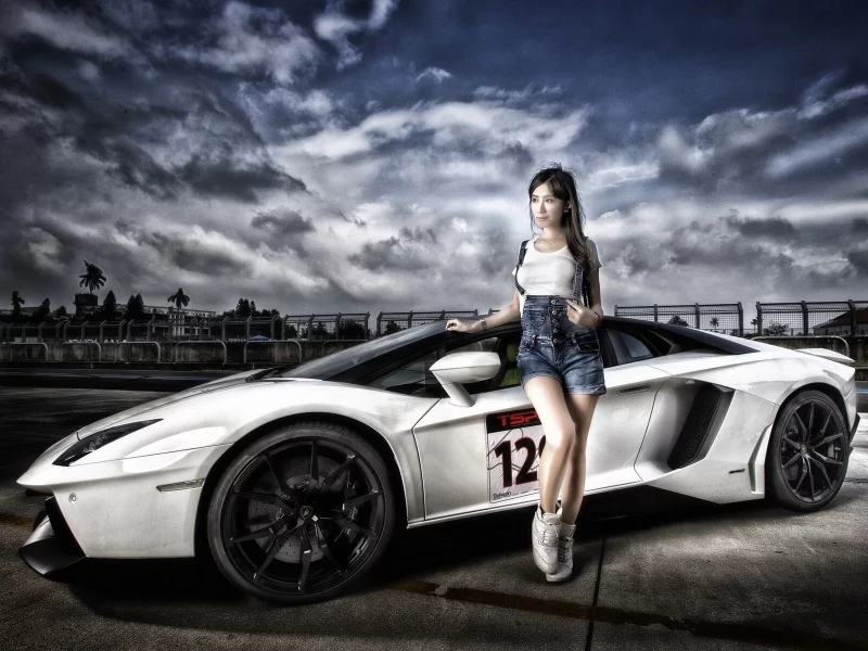 Lamborghini Aventador LP 700-4, Lamborghini Aventador, Lamborghini, Aventador, sports car, суперкар, модель, азиатка