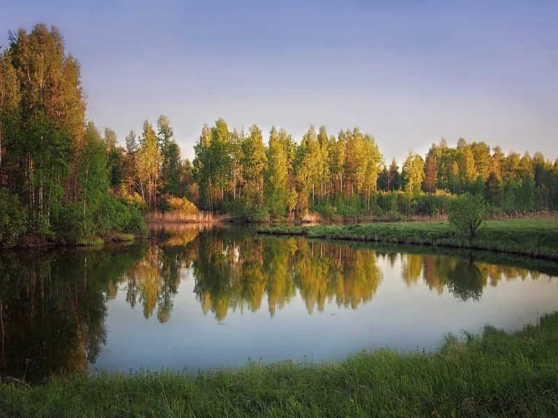 вечер, река, осень