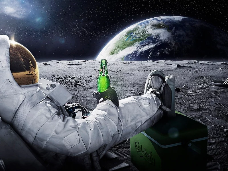 relax, space, moon, beer