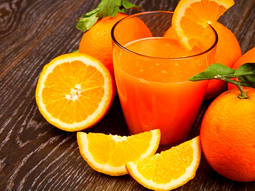 апельсиновый сок, стакан, апельсин