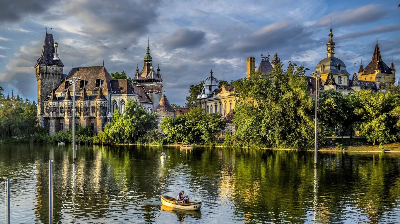 замок, будапешт, vajdahunyad, magyarorsz__g, венгрия, деревья, budapest