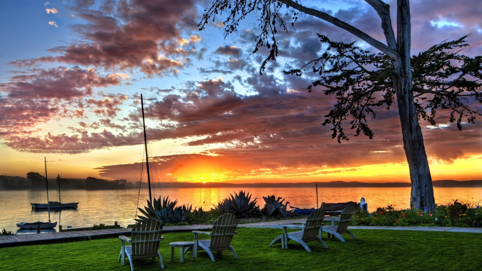 закат, природа, море
