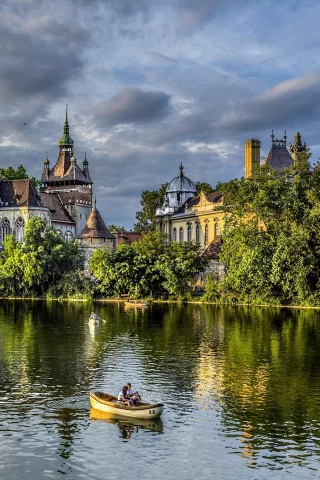 замок, будапешт, vajdahunyad, magyarorsz__g, венгрия, деревья, budapest