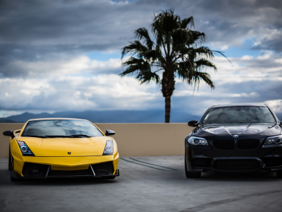 bmw, ламборгини, superleggera, m5, f10, yellow, black, lamborghini, lp570-4, gallardo