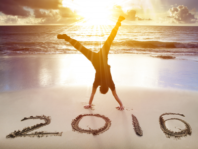 2016, новый год, новогодние обои, надпись на песке, теллые края