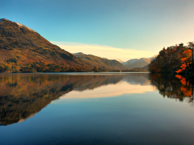 озеро, горы, отражение, осень, деревья