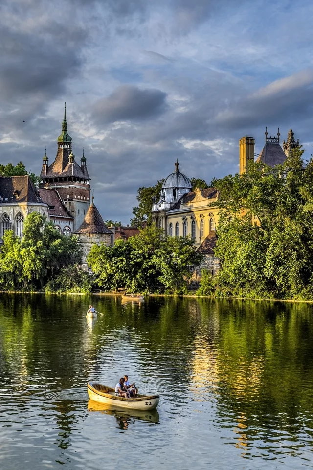 замок, будапешт, vajdahunyad, magyarorsz__g, венгрия, деревья, budapest