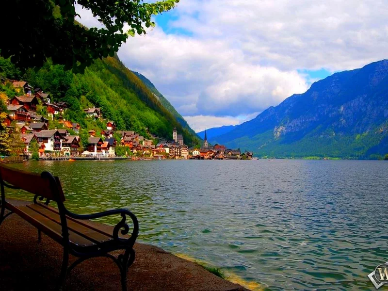 горы, море, скамейка, релакс