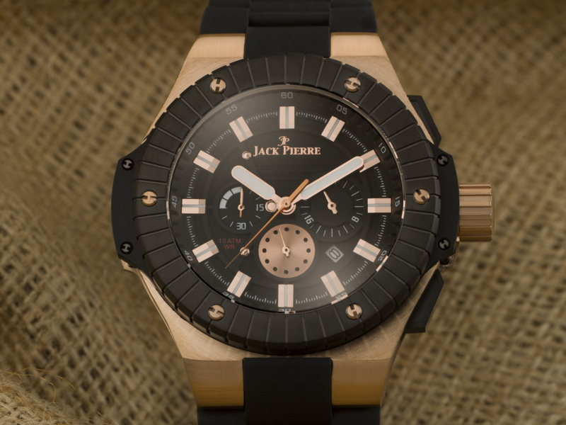 watch, bronze, black, jack pierre, fabric