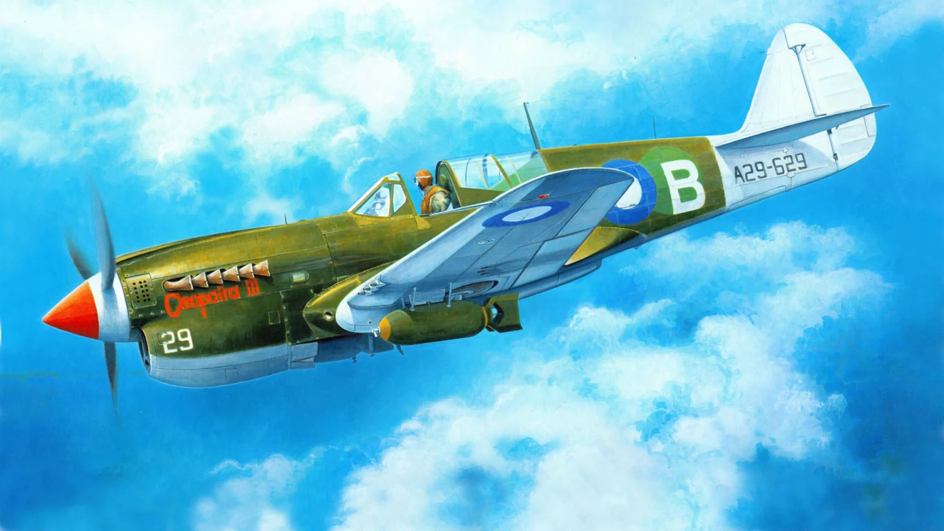 самолет, tomahawk, kittyhawk, американский, арт, curtiss, p-40, warhawk