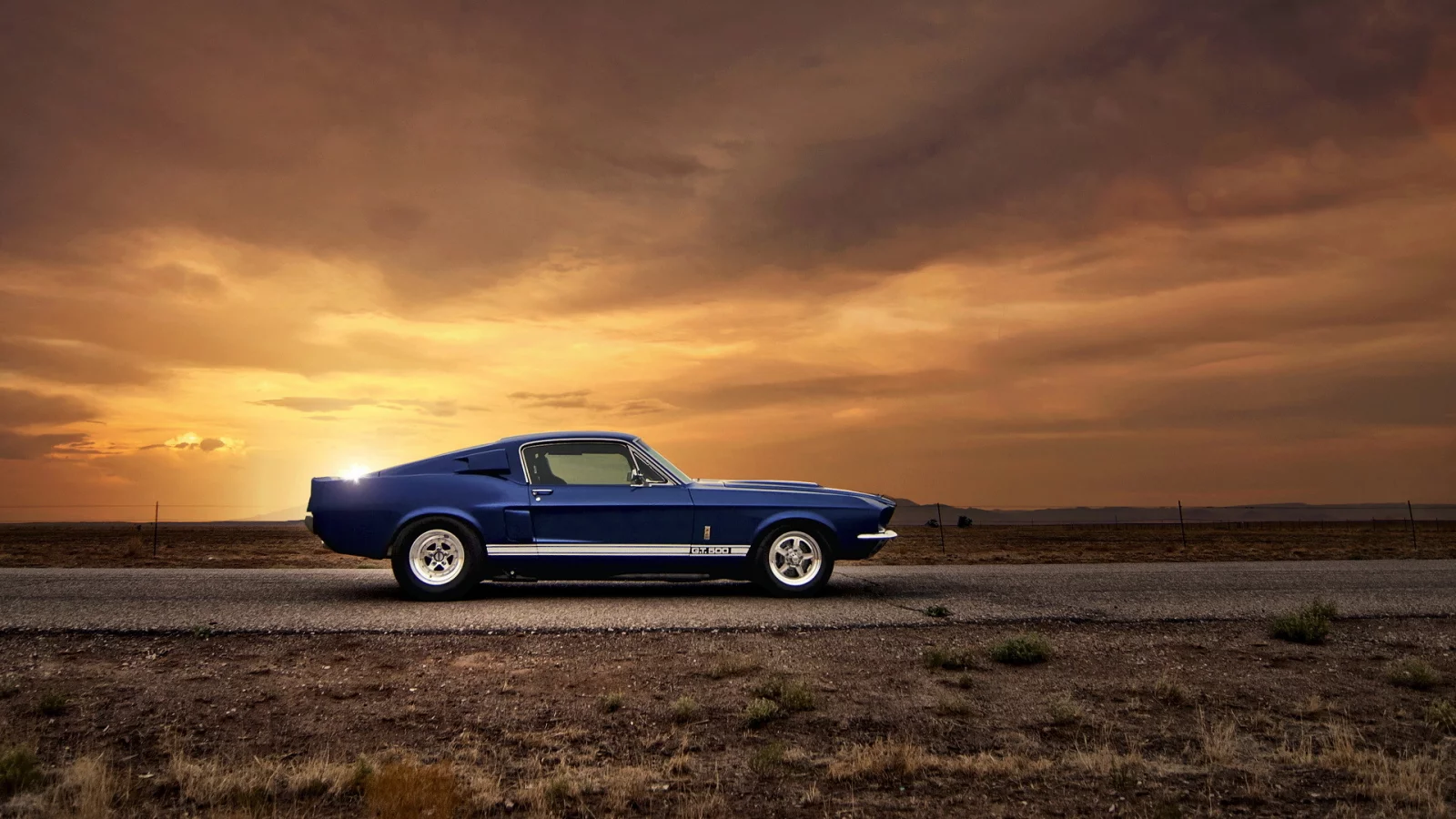 muscle car, gt500, автообои, закат, ford mustang, car, форд