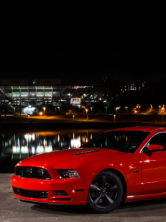 red, front, gt, mustang, light, night, ford