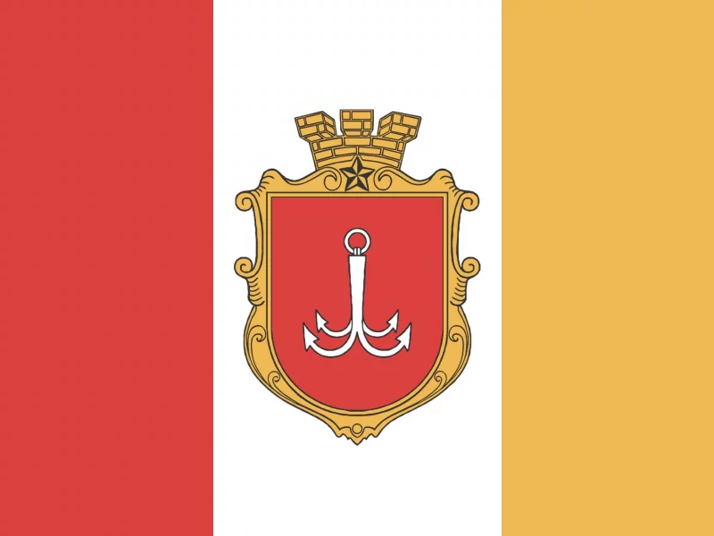 герб, якорь, одесса, белый, желтый, фон, красный, флаг