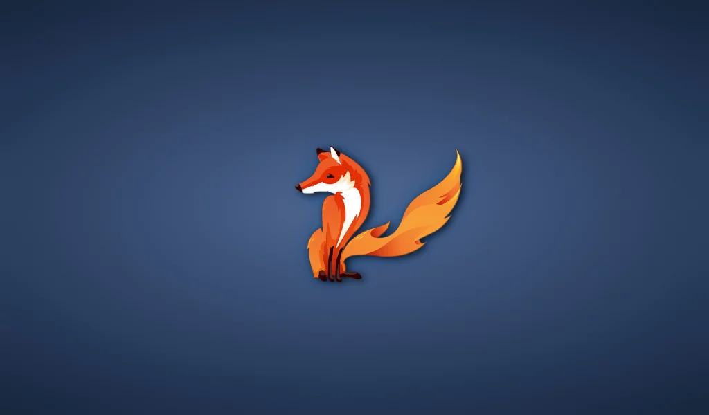 fox, firefox, лиса, минимализм, синий фон