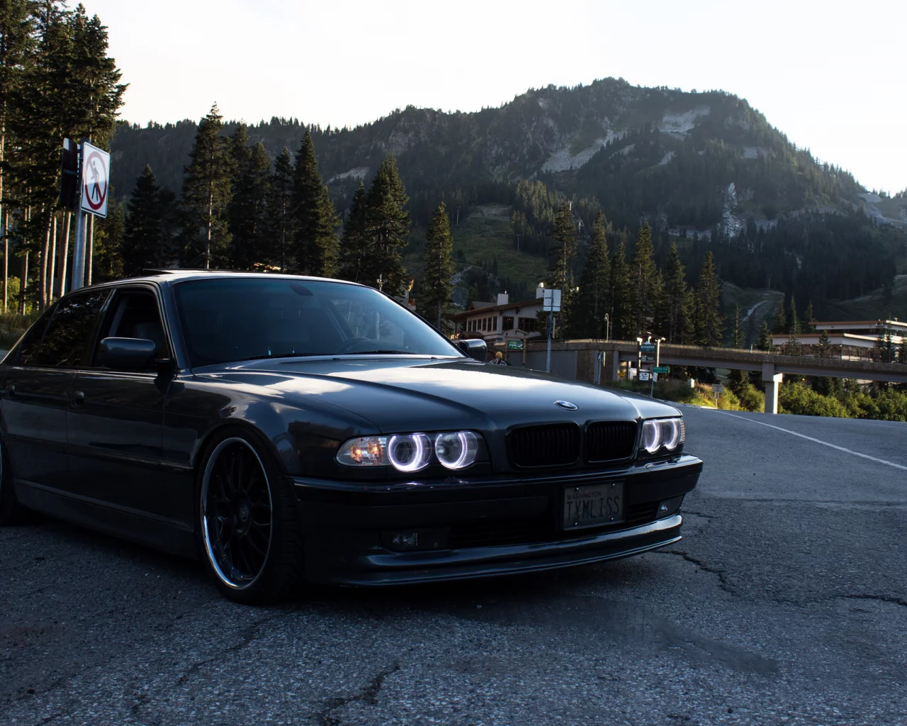 bmw, stance, 750il, e38, бмв, горы, bbs, дорога, тюнинг