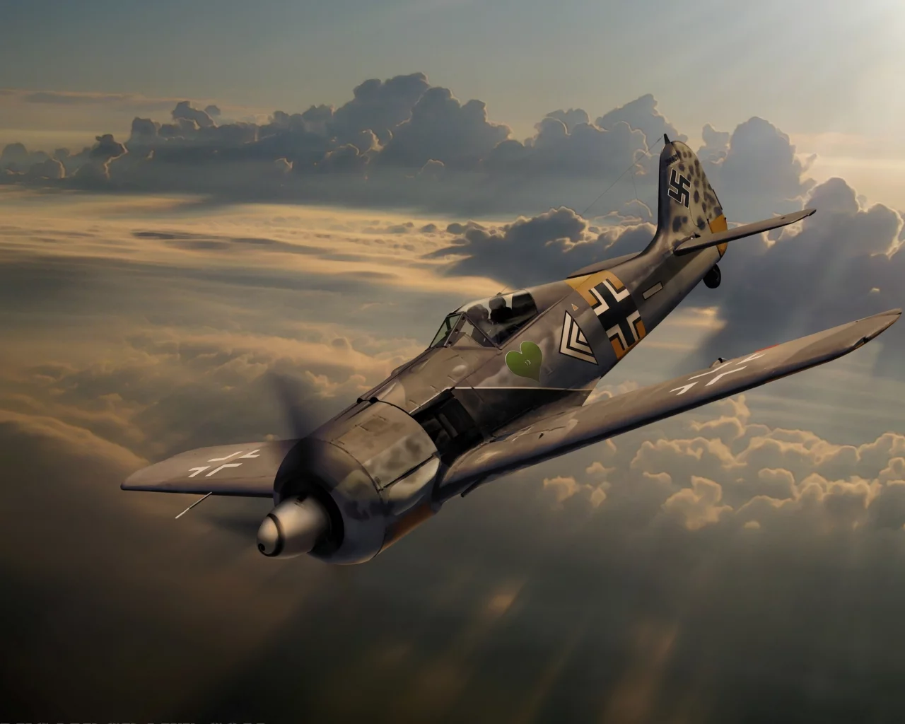 fw 190, фокке-вульф, немецкий, арт, истребитель, небо