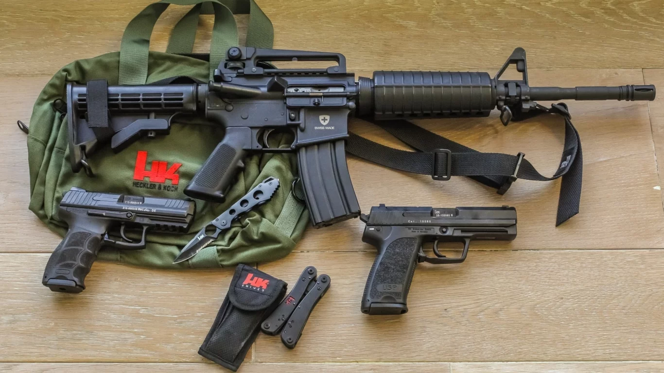 сумка, m4a1, автомат, ножи, пистолеты, heckler &amp;amp; koch