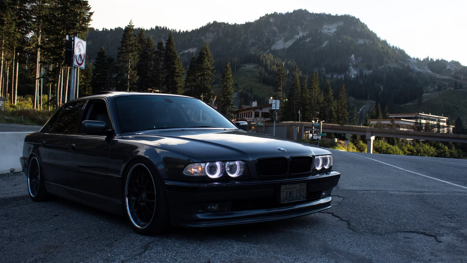 bmw, stance, 750il, e38, бмв, горы, bbs, дорога, тюнинг