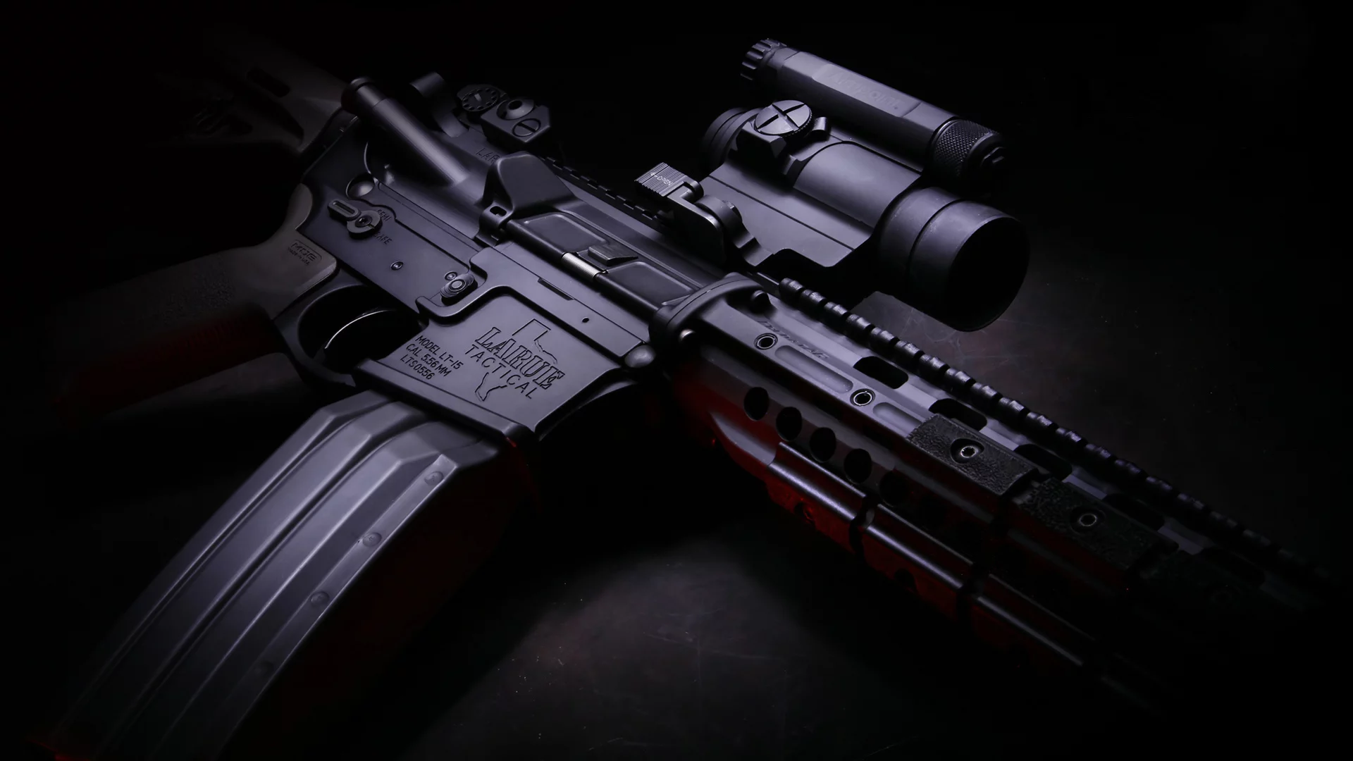 карабин, оптика, полумрак, m4, магазин, оружие, larue tactical