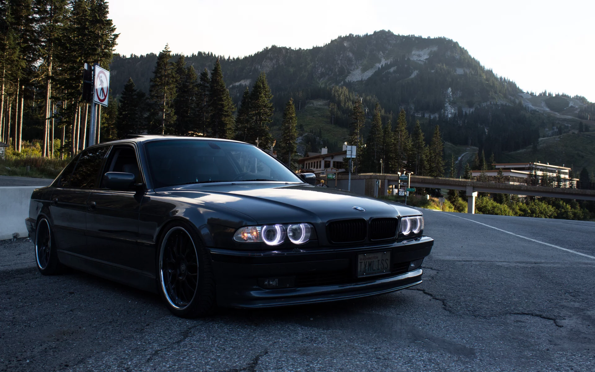 bmw, stance, 750il, e38, бмв, горы, bbs, дорога, тюнинг