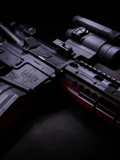 карабин, оптика, полумрак, m4, магазин, оружие, larue tactical