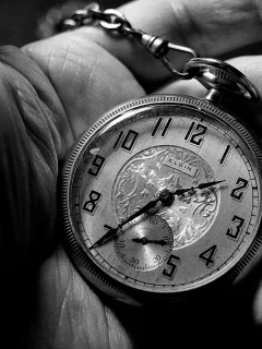 clock, hand, black and white