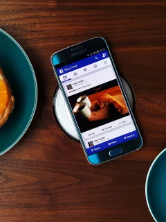 андроид, кофе, ложка, чашка, самсунг, андроид, смартфон, фрукты, клубника, пироженое, черника, galaxy, samsung, coffee, smartphone, s6, android, food, fruit