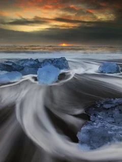 закат, лёд