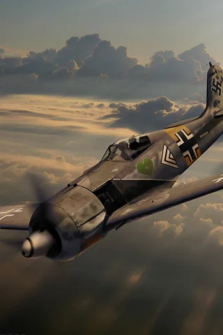 fw 190, фокке-вульф, немецкий, арт, истребитель, небо