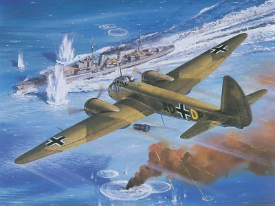 небо, немецкий, война, ю-88, самолёт, юнкерс, арт