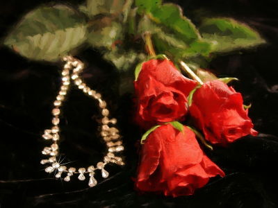 цветы, розы, ожерелье, арт