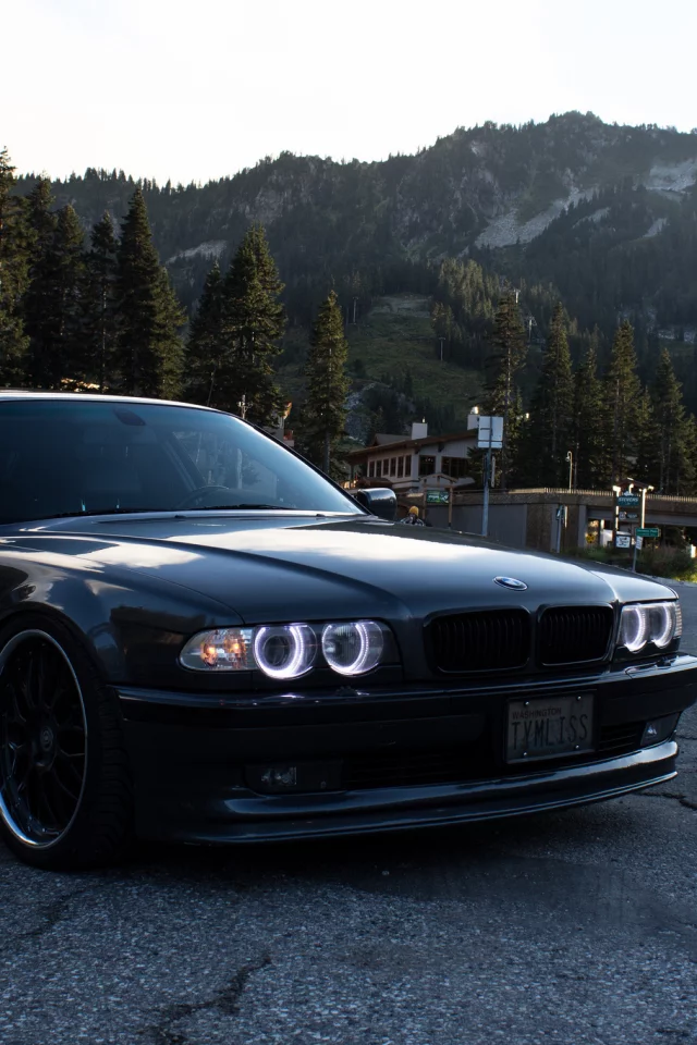bmw, stance, 750il, e38, бмв, горы, bbs, дорога, тюнинг