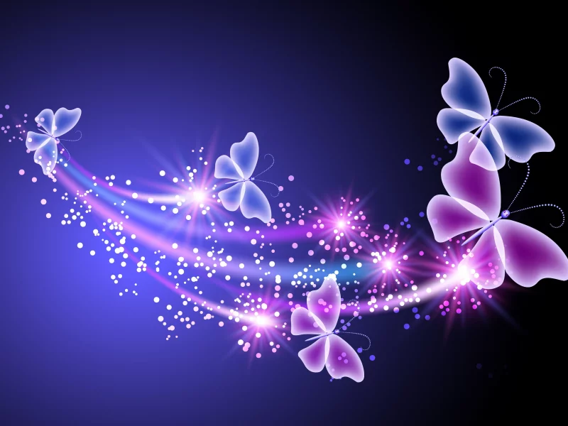 butterflies, бабочки, blue, abstract, pink, неоновые, sparkle, glow, neon
