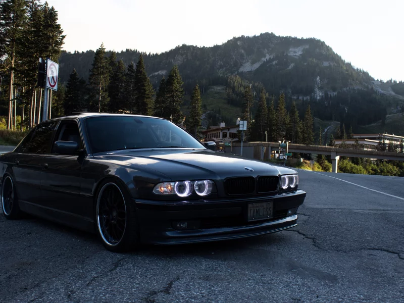 bmw, stance, 750il, e38, бмв, горы, bbs, дорога, тюнинг