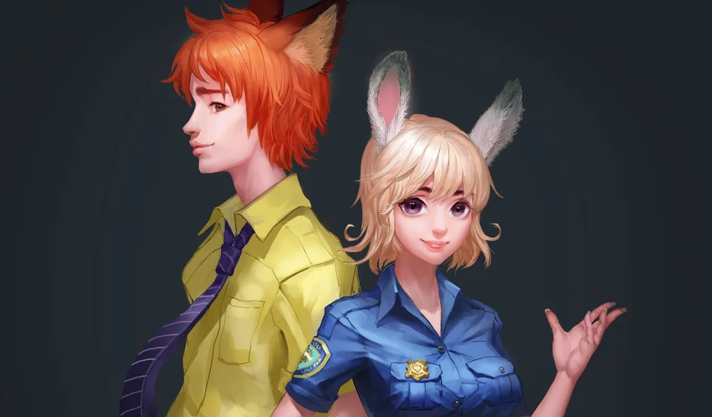 zootopia, udy opps, ick ilde, аниме, арт
