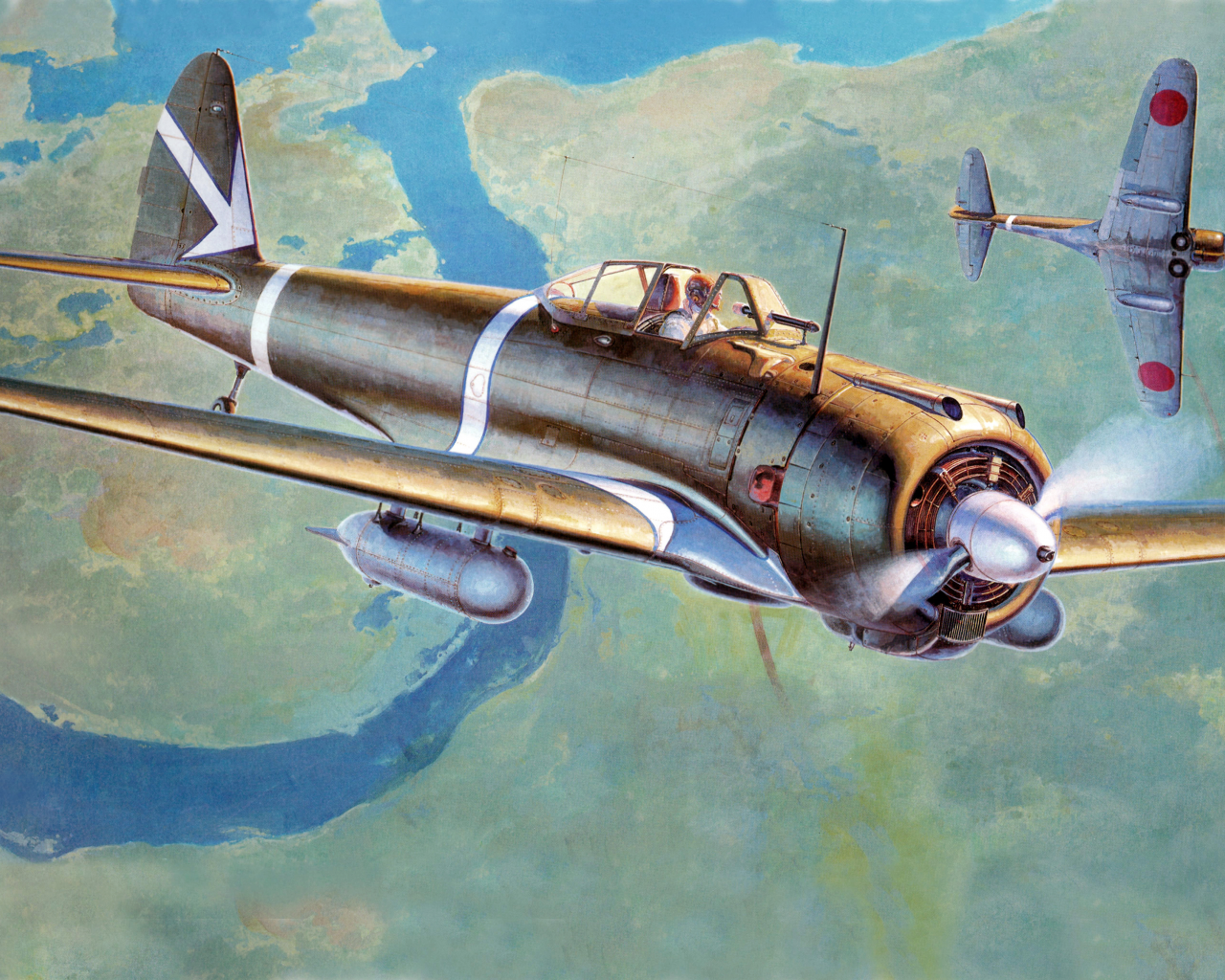 арт, самолёты, небо, (тип 1), накадзима ki-43 хаябуса