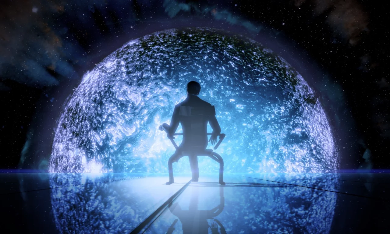 звезда, кресло, человек, mass effect, космос, illusive man