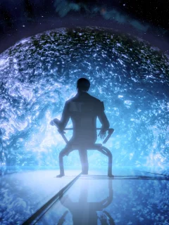 звезда, кресло, человек, mass effect, космос, illusive man