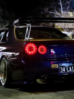 gt-r, r34, скайлайн, nissan skyline, тюнинг, ниссан, ночь