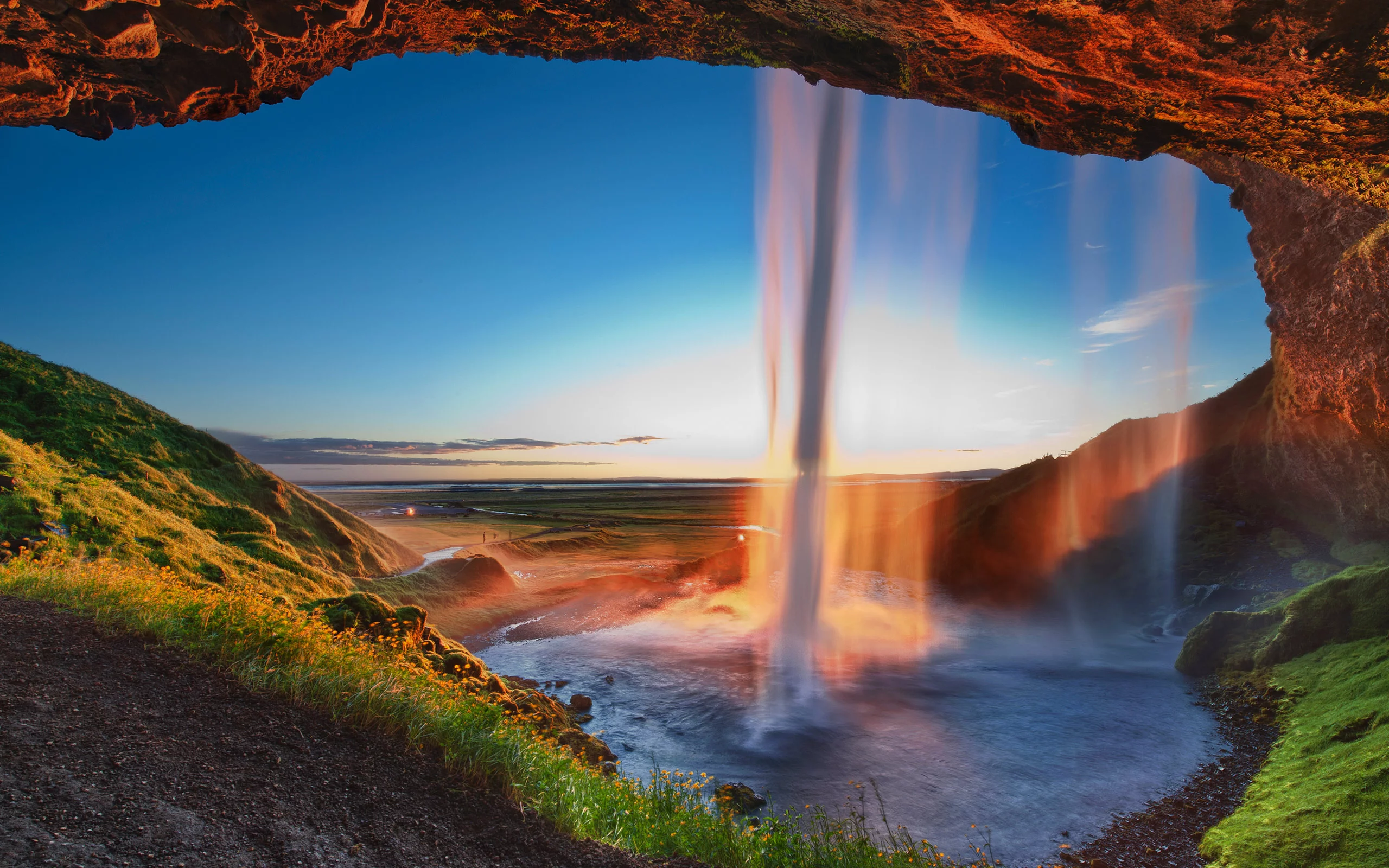 исландия, seljalandsfoss, водопад, селйяландсфосс, вечер