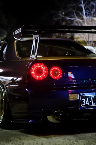 gt-r, r34, скайлайн, nissan skyline, тюнинг, ниссан, ночь
