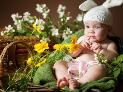 малыш, цветы