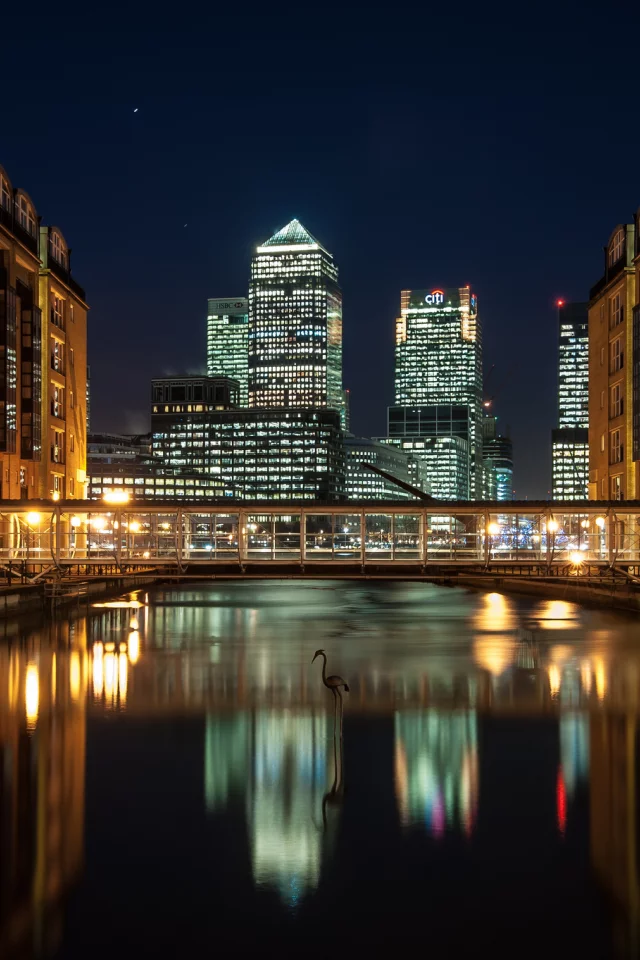 мост, england, город, docklands, река, лондон, ночь, london, англия