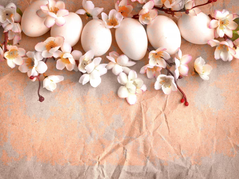 цветы, пасха, easter, весна, ветки, яйца, бумага, праздник