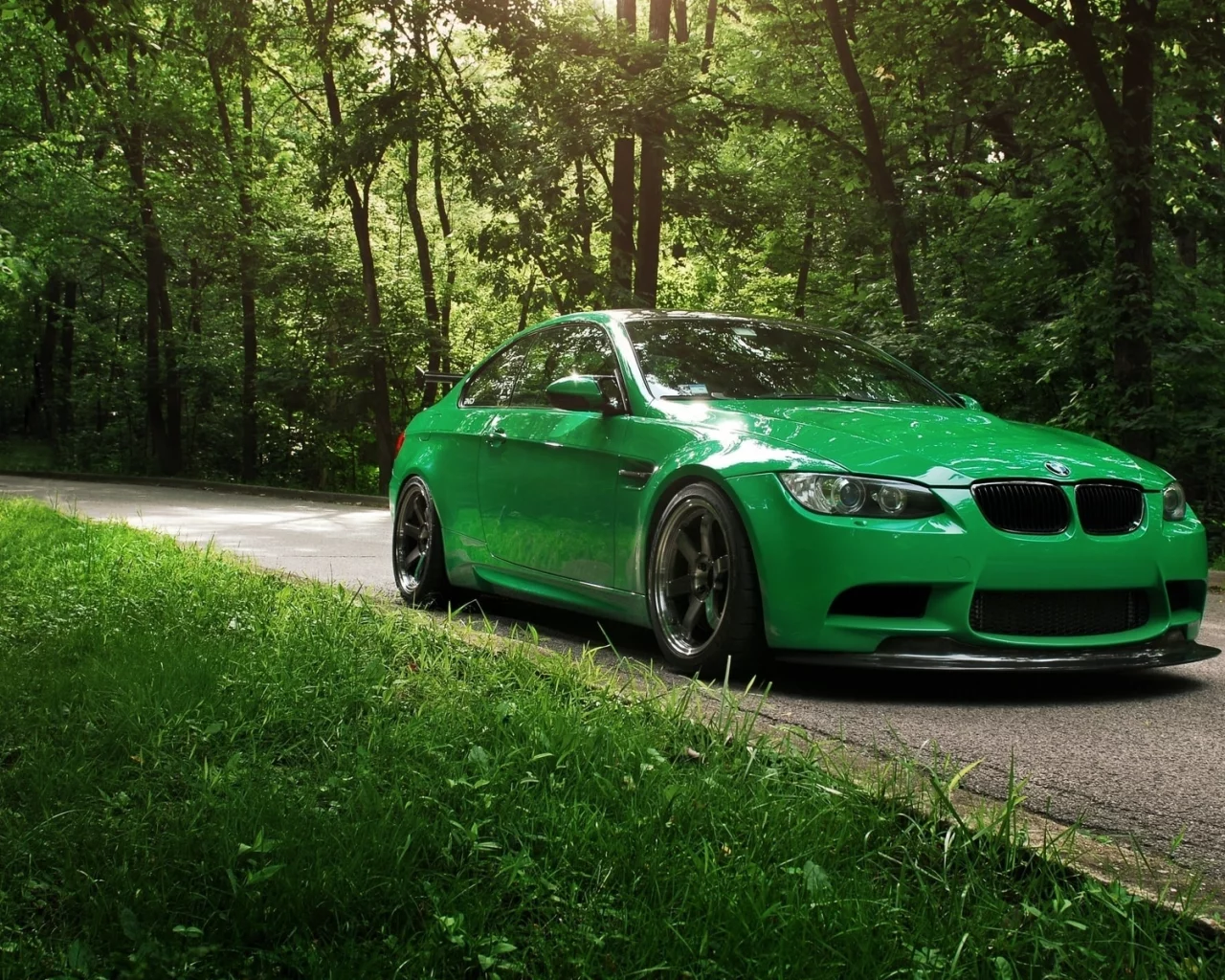 bmw, зеленый, тюнинг