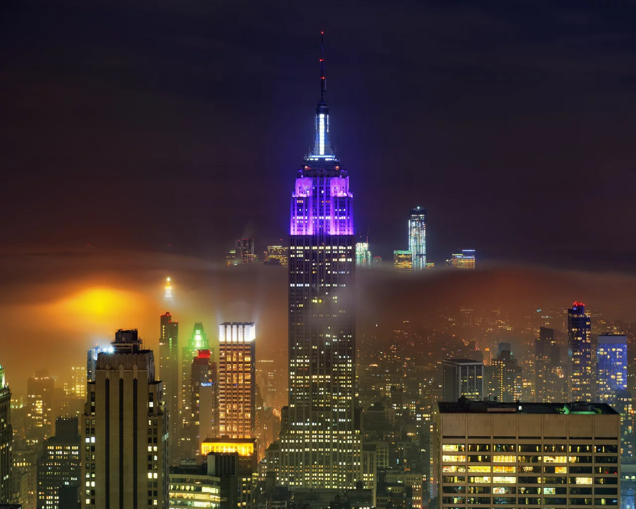 new york city, нью-йорк, город, ночь