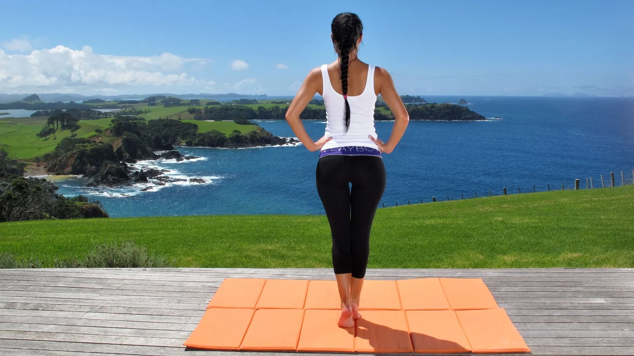 девушка, ocean, yoga, yoga pants, landscape