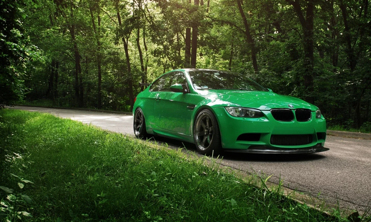 bmw, зеленый, тюнинг